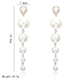 Trendy Elegant Big Simulated Pearl Long Earrings