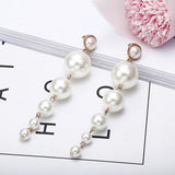 Trendy Elegant Big Simulated Pearl Long Earrings