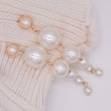 Trendy Elegant Big Simulated Pearl Long Earrings