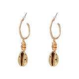 New Sea Shell Pendant Earrings Gold