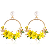 New Boho White Imitation Pearl Round Circle Hoop Earrings