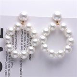 Fashion Simulated Pearl Statement Big Small Hoop Earrings