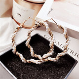 Fashion Simulated Pearl Statement Big Small Hoop Earrings