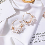 Fashion Simulated Pearl Statement Big Small Hoop Earrings