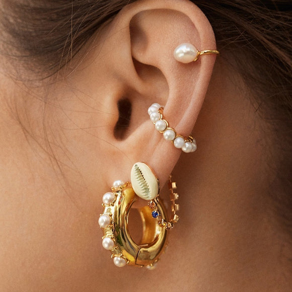 Bohemian Imitation Pearls Ear Cuff