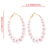 New Boho White Imitation Pearl Round Circle Hoop Earrings
