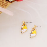 Cute Animals Birds Ostrich Pendant Pearl Earrings