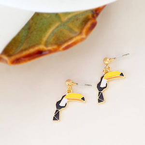 Cute Animals Birds Ostrich Pendant Pearl Earrings
