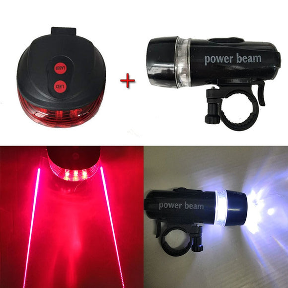Bicycle Front Head LED Light & Tail Light Set