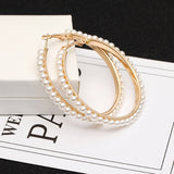 Luxury Exaggerated Big Circle Imitation Pearl Earrings