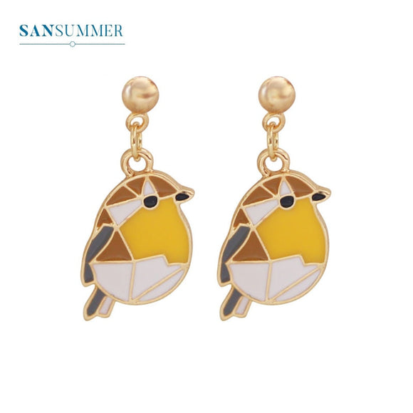 Cute Animals Birds Ostrich Pendant Pearl Earrings