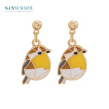 Cute Animals Birds Ostrich Pendant Pearl Earrings