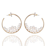 New Boho White Imitation Pearl Round Circle Hoop Earrings