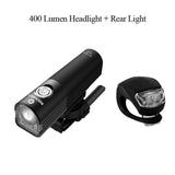 ROCKBROS 400LM Bike Light Headlight Bicycle Handlebar Front Lamp MTB Rode Cycling USB Rechargeable Flashlight Safety Tail Light