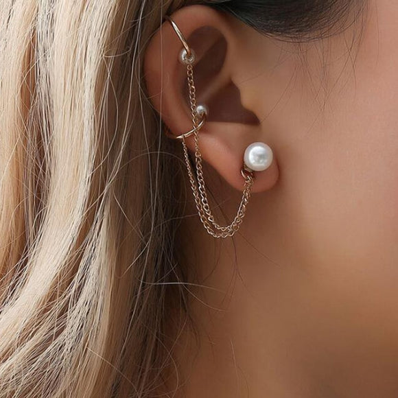 2019 New Fashion Tassel Chain Imitation Pearl Earrings