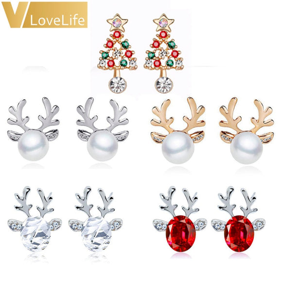 1 Pair Women Xmas Gift Elegant Jewelry Christmas Pearl