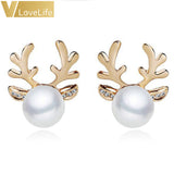 1 Pair Women Xmas Gift Elegant Jewelry Christmas Pearl