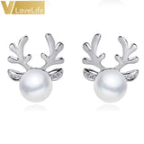 1 Pair Women Xmas Gift Elegant Jewelry Christmas Pearl
