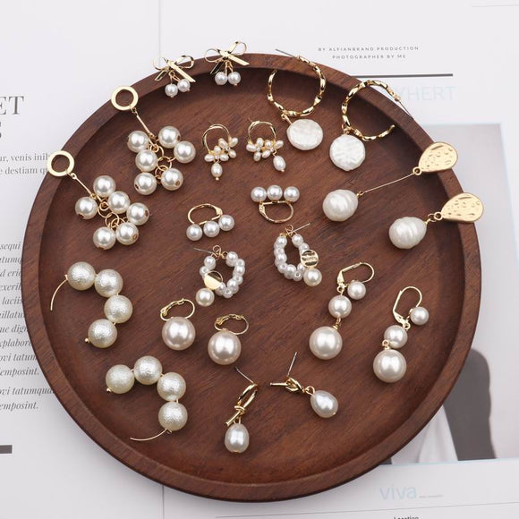 2019 New Trendy Styles Beaded Simulated Pearl  Earrings