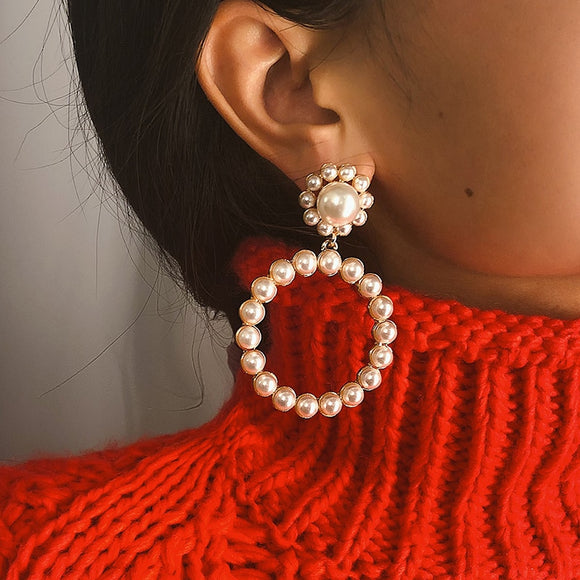 AENSOA Trendy Crystal Round Pendant Drop Earrings 2019
