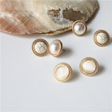 2019 New Vintage Round Marble Opal Stone Big Stud Earrings