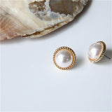 2019 New Vintage Round Marble Opal Stone Big Stud Earrings