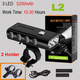 NEWBOLER 5200mAh Bike Light Kit T6 L2 Flashlight For Bicycle 2400 Lumen Led Lantern USB Headlight Mount Bracket Cycle Fornt Lamp
