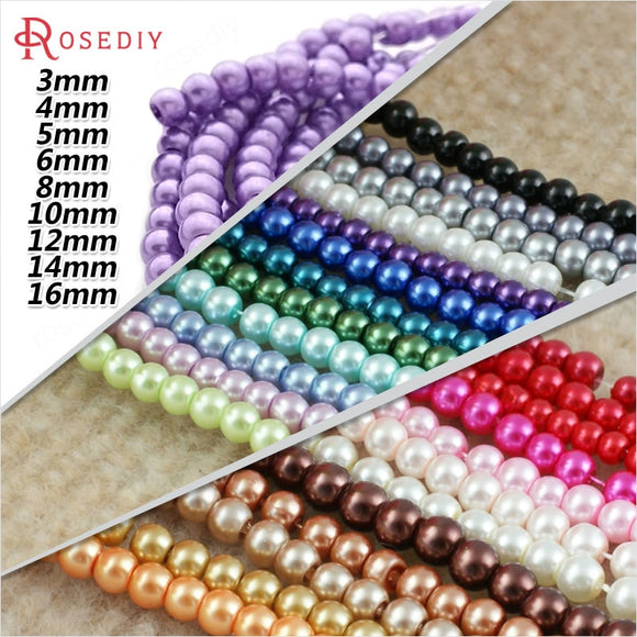 Glass Dyeing Color Round Imitation Pearl Earring's