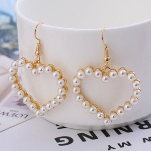 Sweet Inlaid Pearl Hollow Love Heart