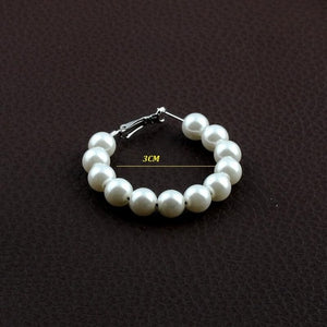 Fashion Simulated Pearl Statement Big Small Hoop Earrings