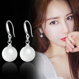 Silver Color Imitation Pearl Dangle Earrings