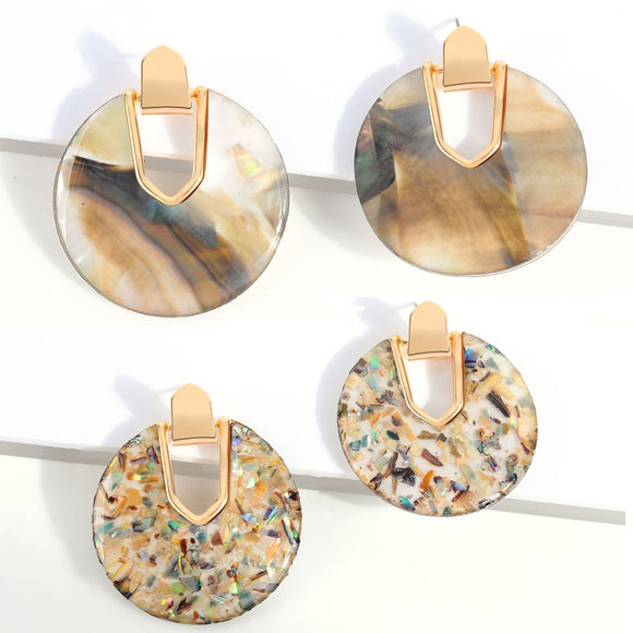 2019 New Style Pearl Abalone Shell Round Drop Dangle Earrings