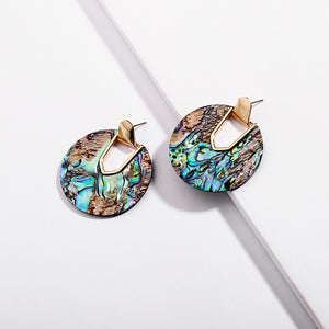 2019 New Style Pearl Abalone Shell Round Drop Dangle Earrings