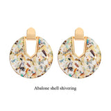 2019 New Style Pearl Abalone Shell Round Drop Dangle Earrings