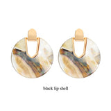 2019 New Style Pearl Abalone Shell Round Drop Dangle Earrings