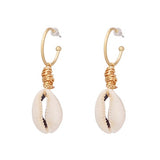 New Sea Shell Pendant Earrings Gold