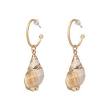 New Sea Shell Pendant Earrings Gold
