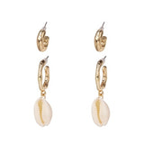 New Sea Shell Pendant Earrings Gold