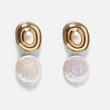 New Sea Shell Pendant Earrings Gold