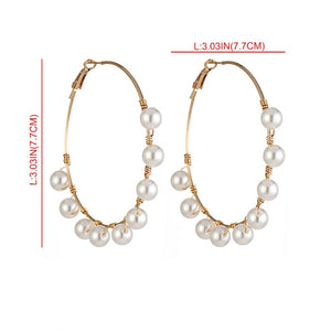 New Boho White Imitation Pearl Round Circle Hoop Earrings