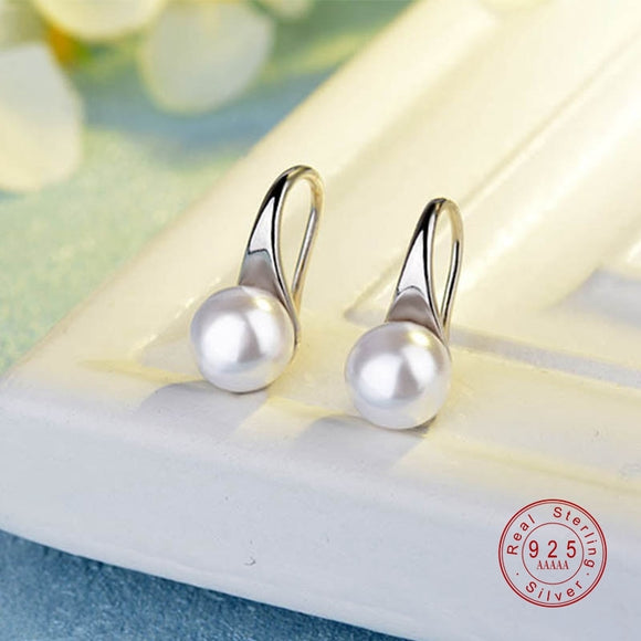 Sterling Silver Big Clear Pearl Earrings