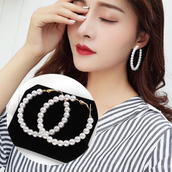 Luxury Exaggerated Big Circle Imitation Pearl Earrings