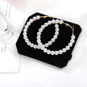 Luxury Exaggerated Big Circle Imitation Pearl Earrings