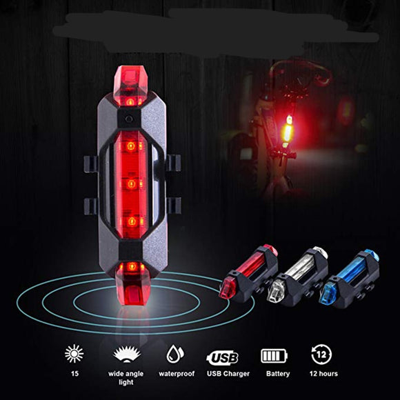 New Bicycle Rechargeable LED Light Taillight USB Rear Tail